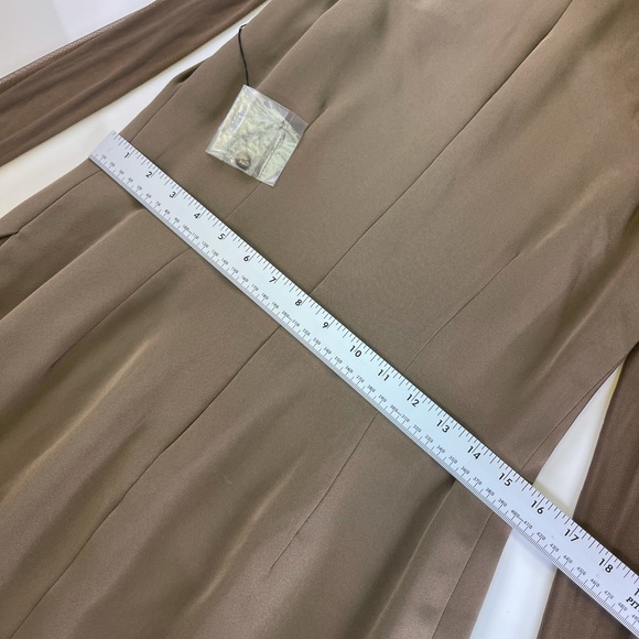 VERA WANG Brown Mesh Sleeve Dress Choker Size 10 - Picture 8 of 11